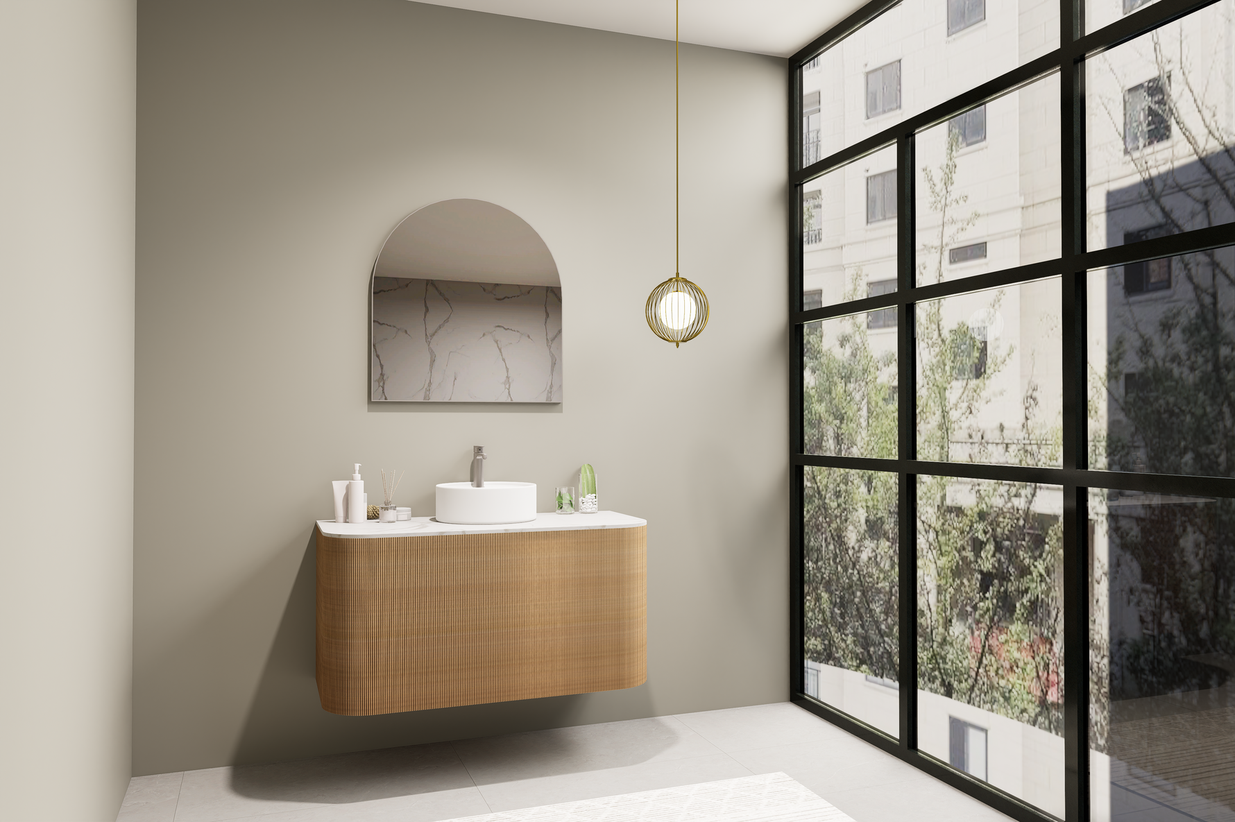 Lumixe Aura Framed Mirror Brushed Nickel Large