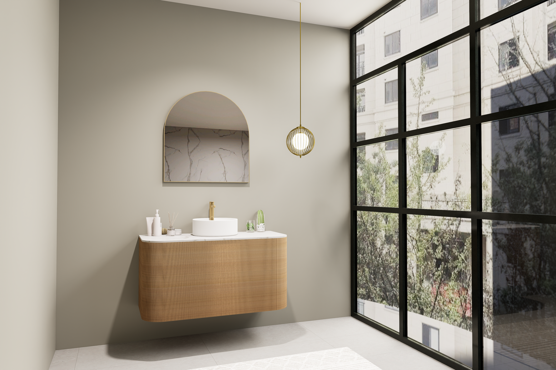 Lumixe Aura Framed Mirror Brushed Gold Large