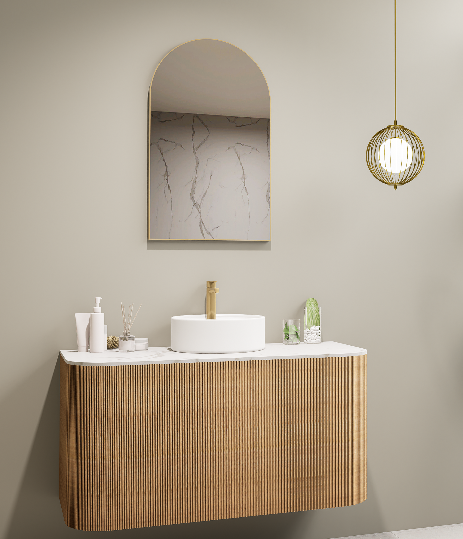 Lumixe Aura Framed Mirror Brushed Gold