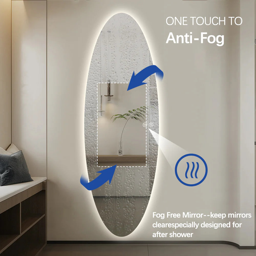 Aurora Modern Oval Glow LED Mirror 50cm × 150cm
