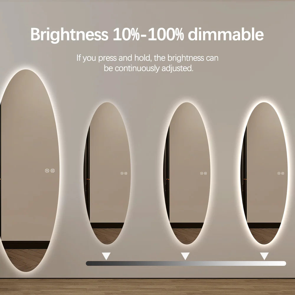 Aurora Modern Oval Glow LED Mirror 50cm × 150cm