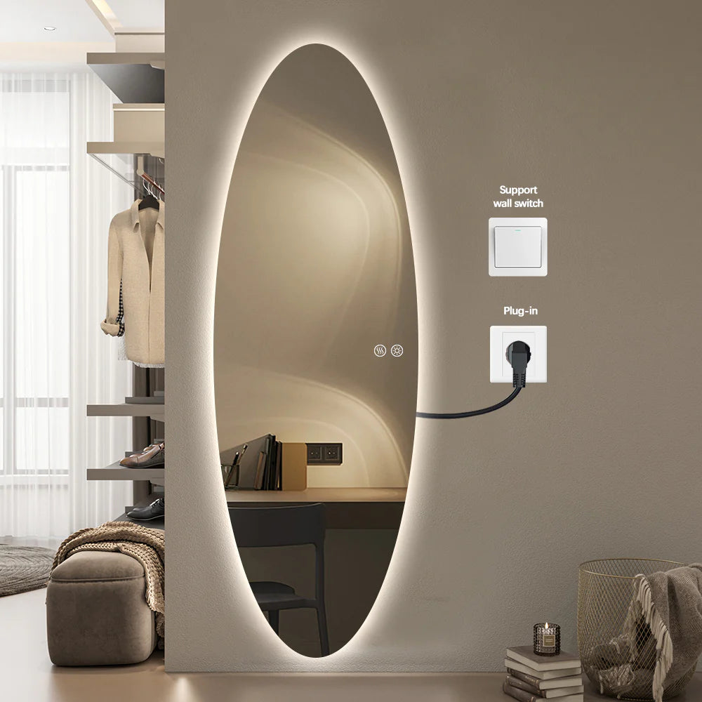 Aurora Modern Oval Glow LED Mirror 50cm × 150cm