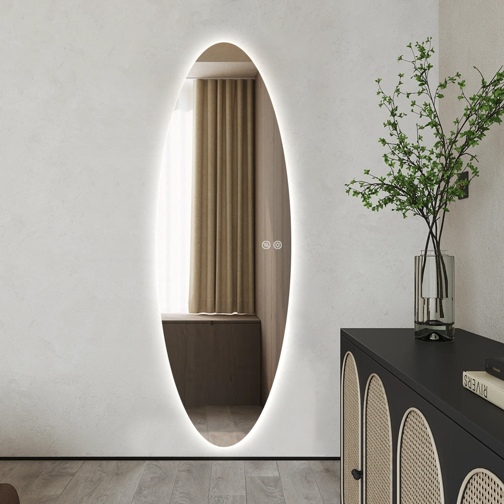 Aurora Modern Oval Glow LED Mirror 50cm × 150cm