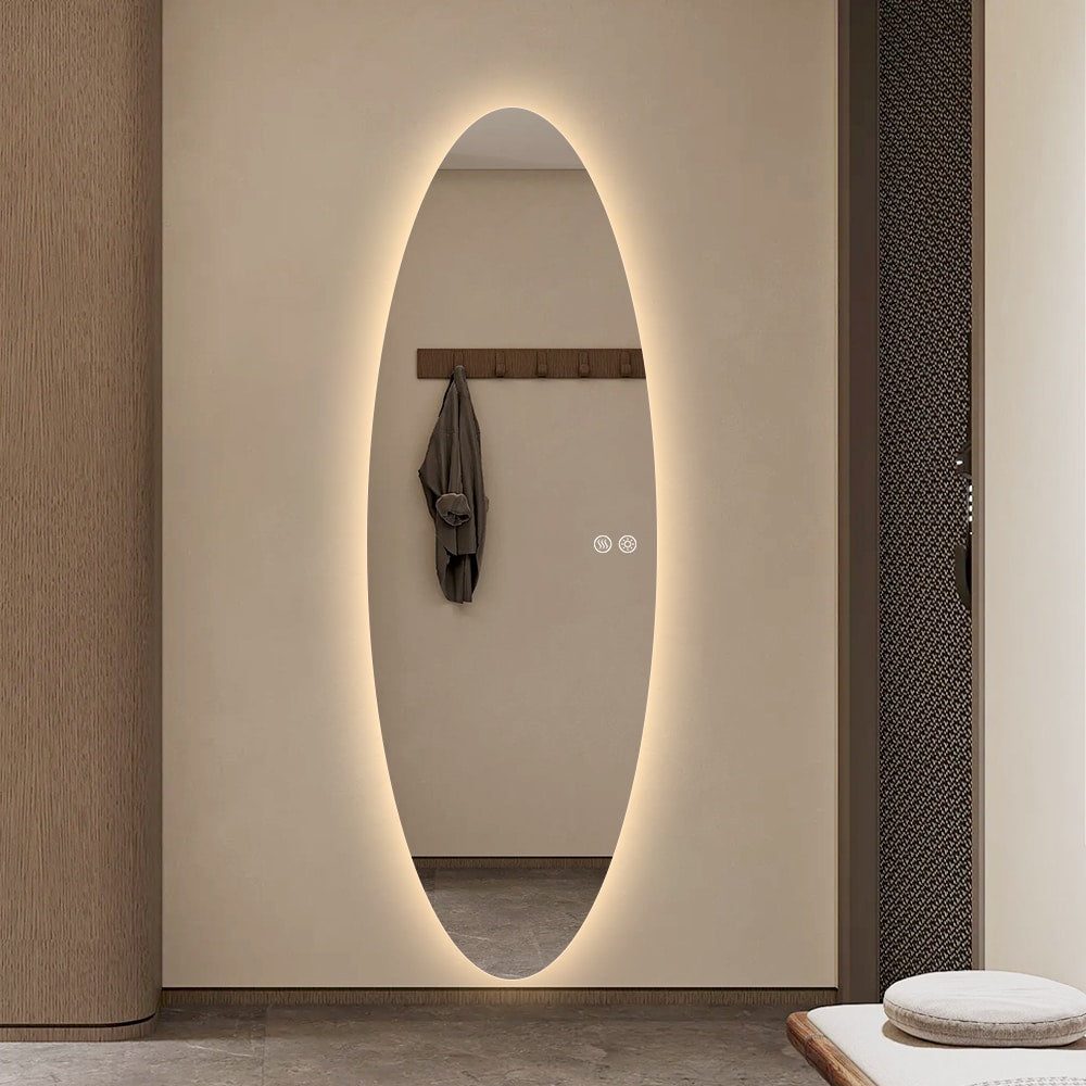 Aurora Modern Oval Glow LED Mirror 50cm × 150cm