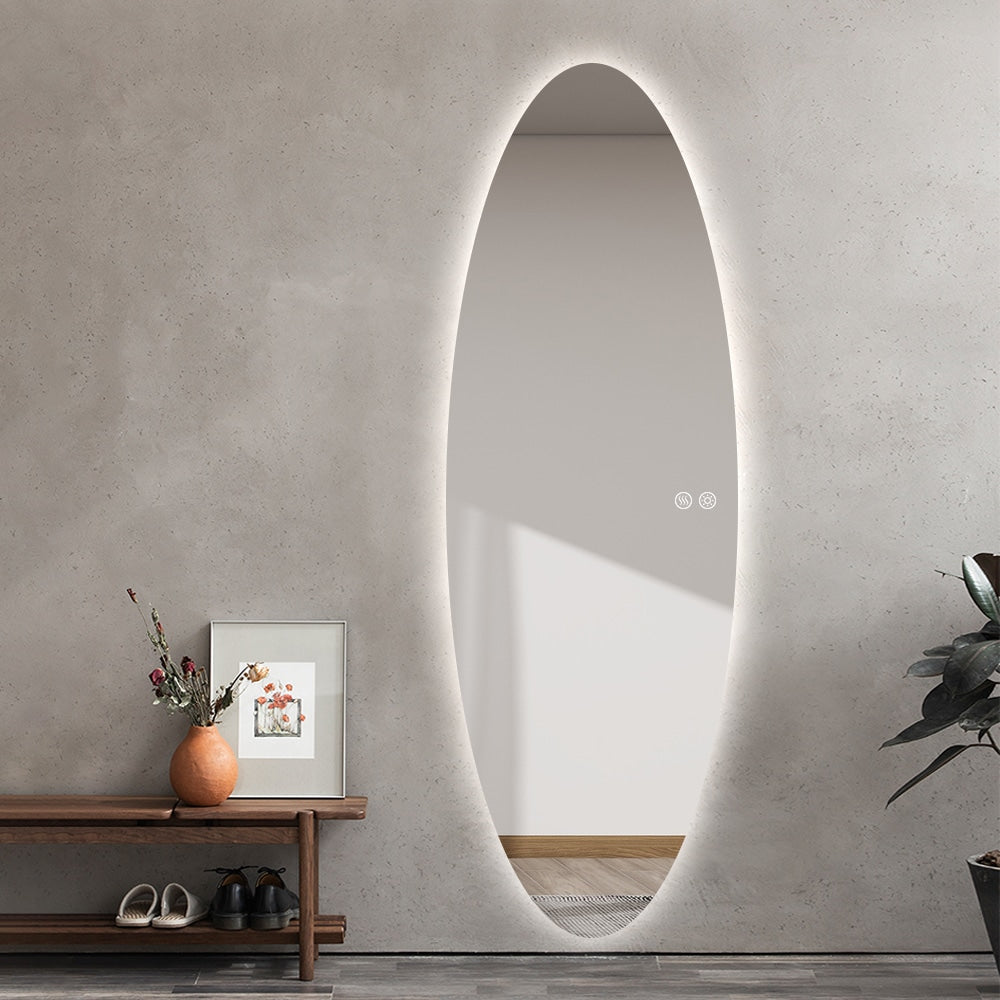 Aurora Modern Oval Glow LED Mirror 50cm × 150cm