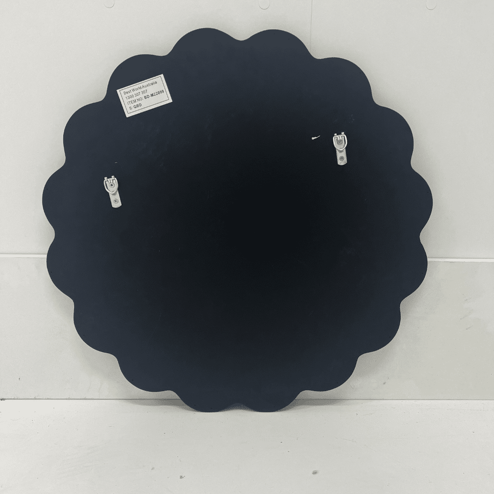 Eli Wavy Round Black Wall Mirror 60cm x 60cm