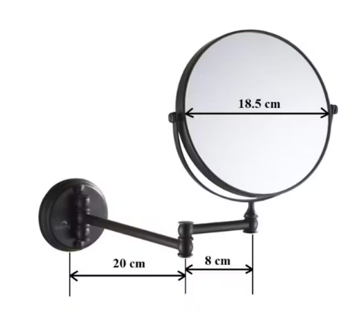 Dolphy Round Shaving Mirror 1X & 5X Magnification Matte Black