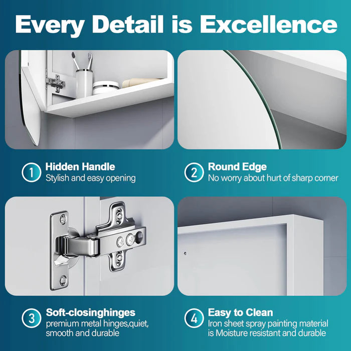 Elegant Showers Soft Rectangle Mirror Cabinet White AQC01-W-A+AQC01-W-B