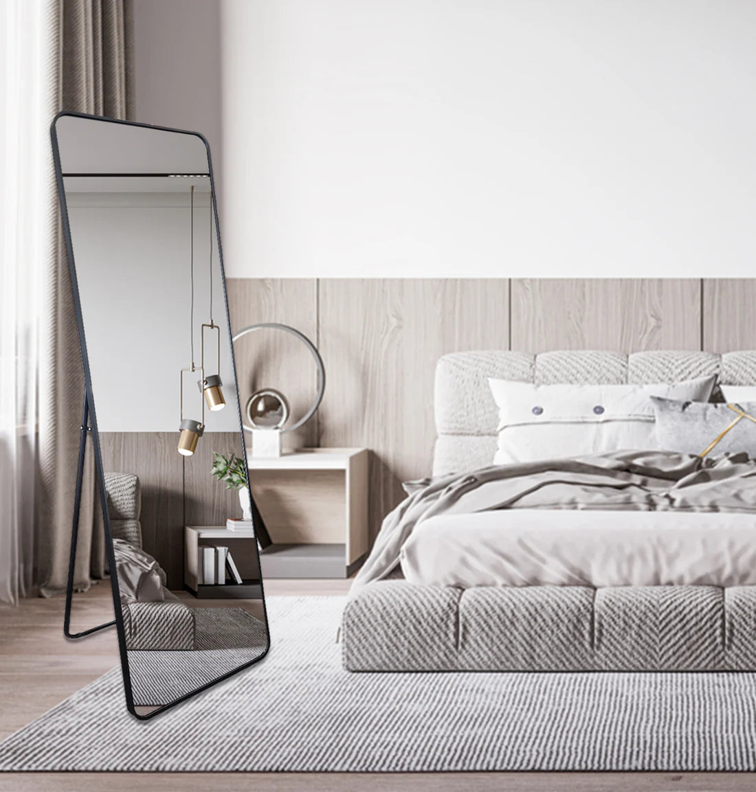 Eliza Rectangular Free Standing Mirror 50cm x 170cm Black