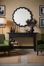 Eli Wavy Round Black Wall Mirror 60cm x 60cm