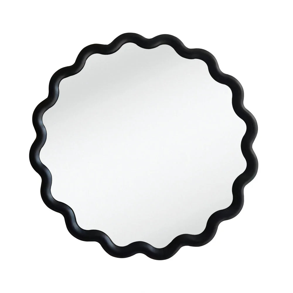 Eli Wavy Round Black Wall Mirror 60cm x 60cm