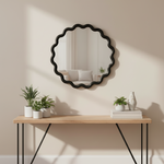 Eli Wavy Round Black Wall Mirror 60cm x 60cm