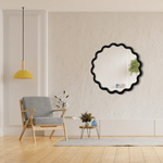 Eli Wavy Round Black Wall Mirror 60cm x 60cm