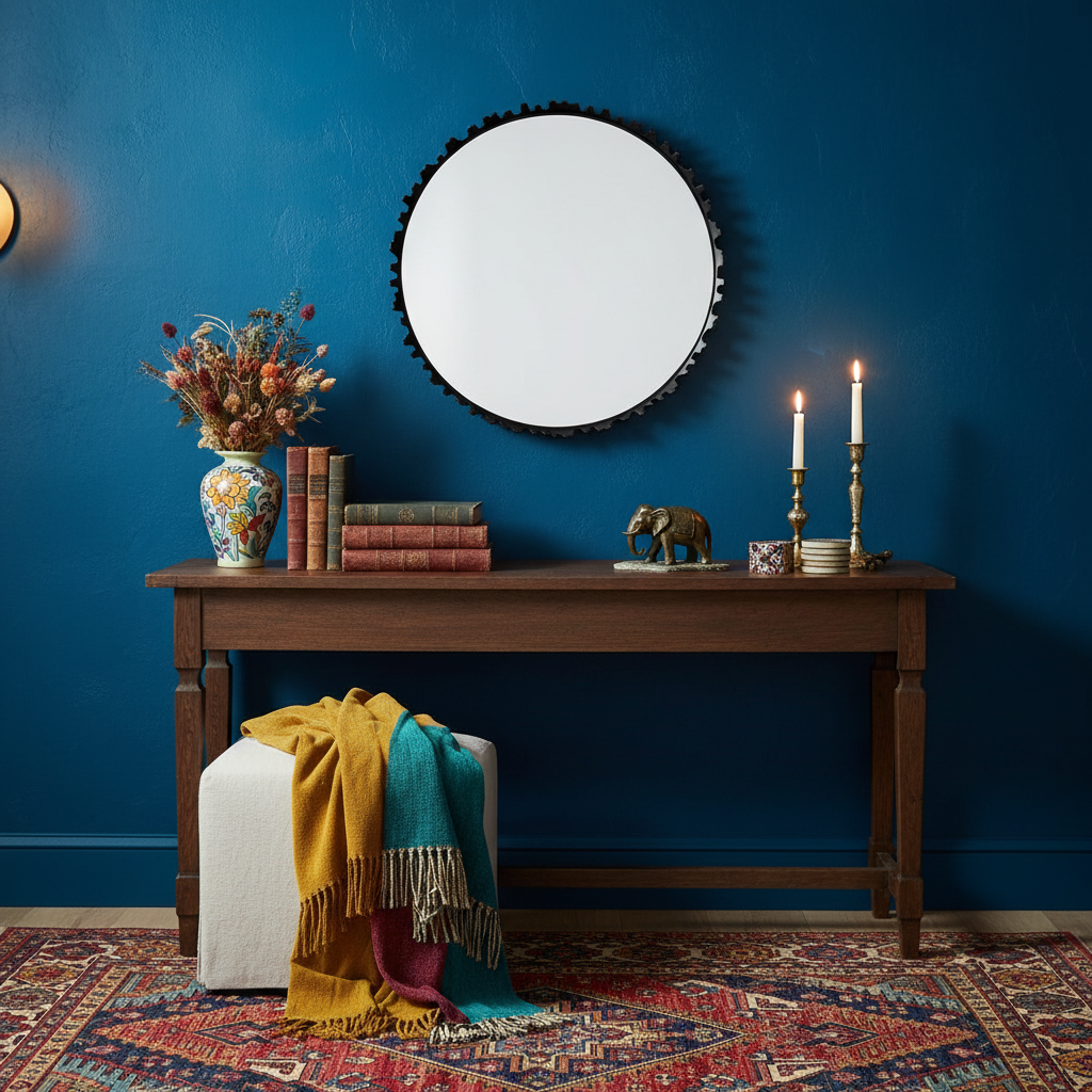 Georgia Black Round Wall Mirror 46cm x 46cm