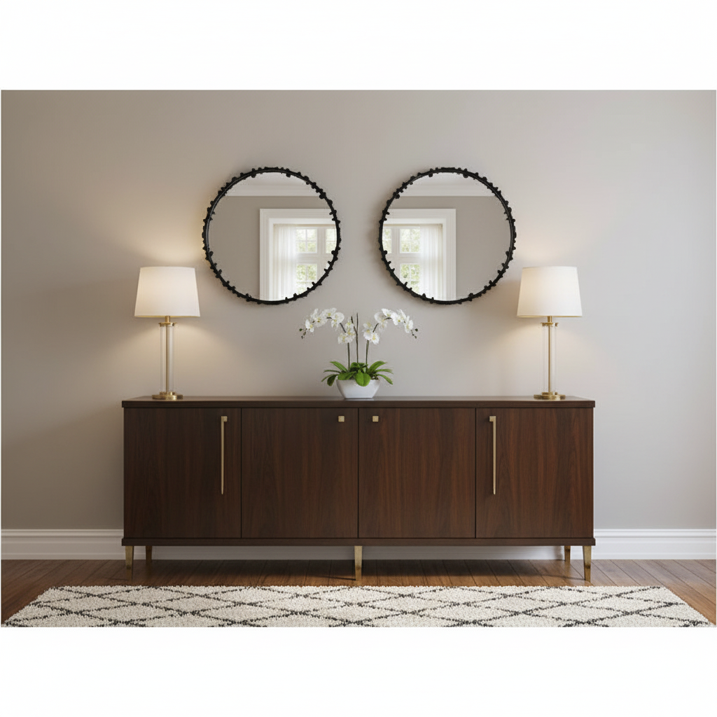 Georgia Black Round Wall Mirror 46cm x 46cm