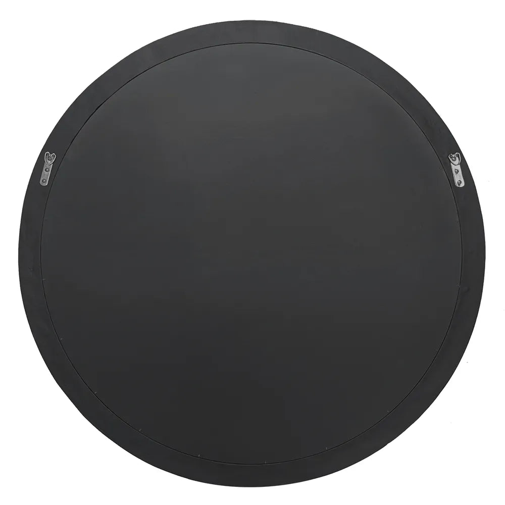 Round black mat with textured surface on a white background