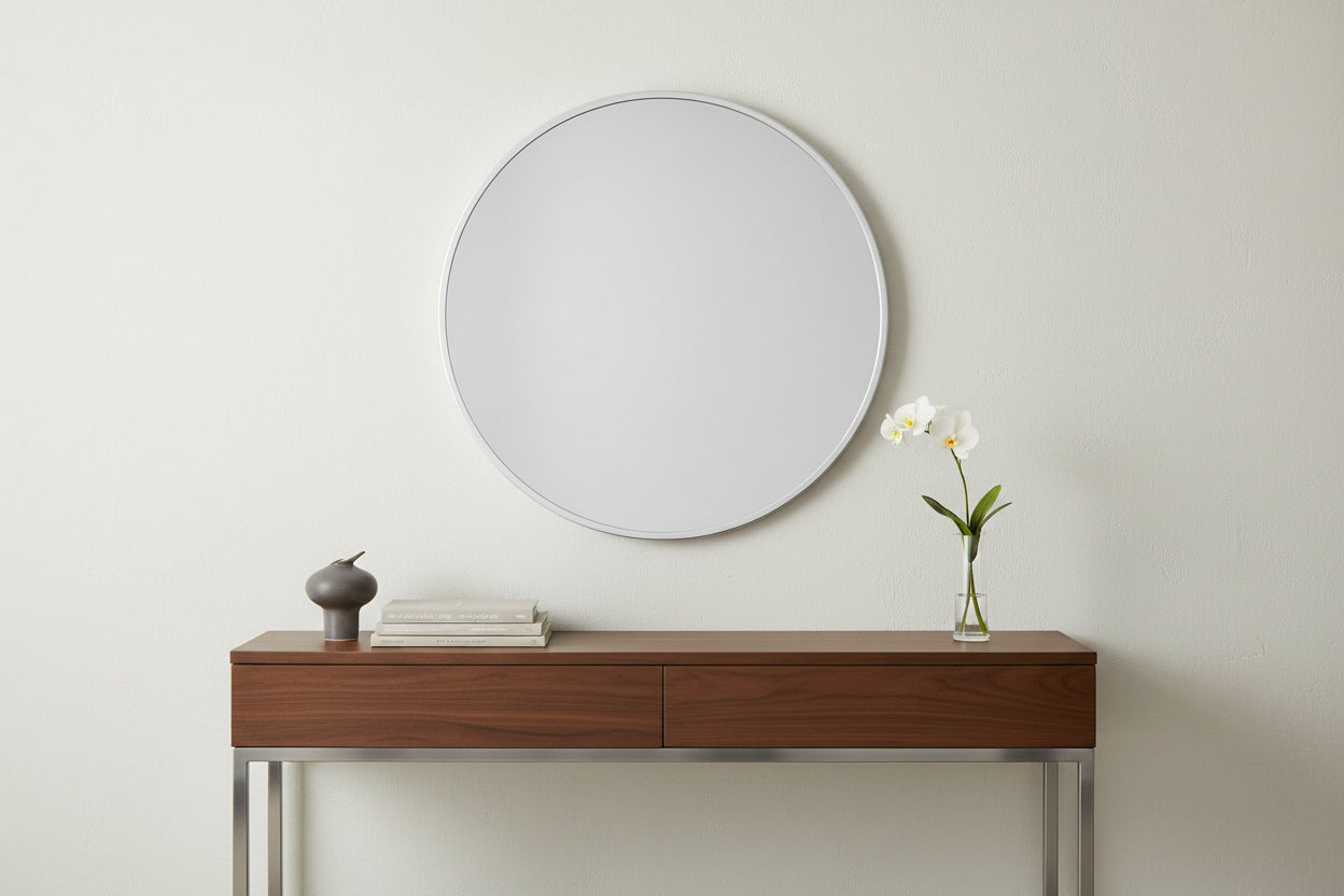 Janelle Metal Round Wall Mirror Silver