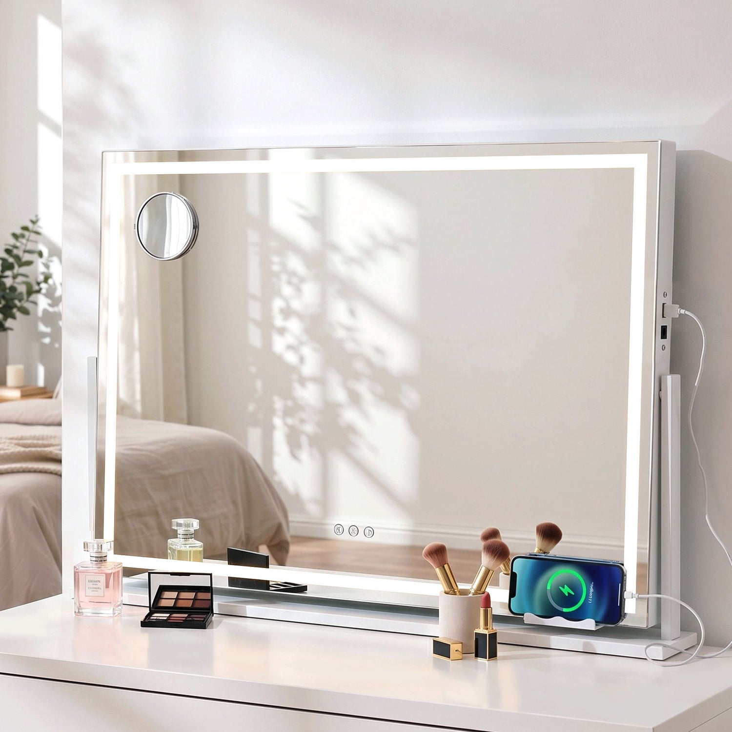 Embellir Rotatable LED Makeup Mirror White 90x60cm / 100x70cm