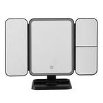 Makeup mirror with three reflective panels on a white background