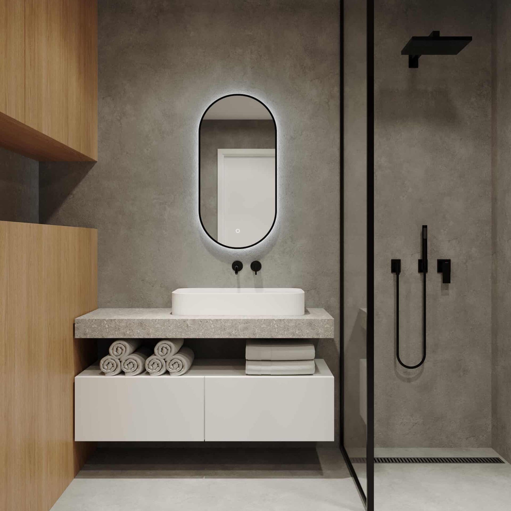 O-Series Framed Studio Arch LED Mirror 45cm x 90cm