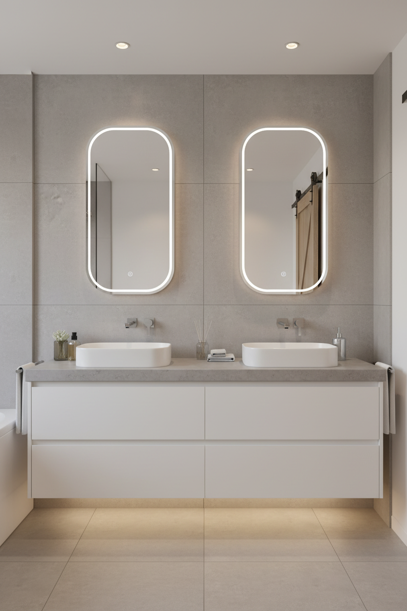 Soft Rectangle LED Mirror with Sandblasted Rim