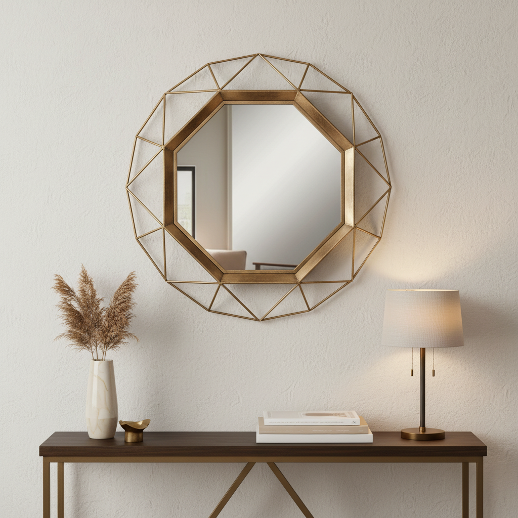 Shop the 80cm Round Wall Mirror with a brushed gold metal frame. A luxury wall mirror perfect for bathrooms, bedrooms, entryways and living spaces.