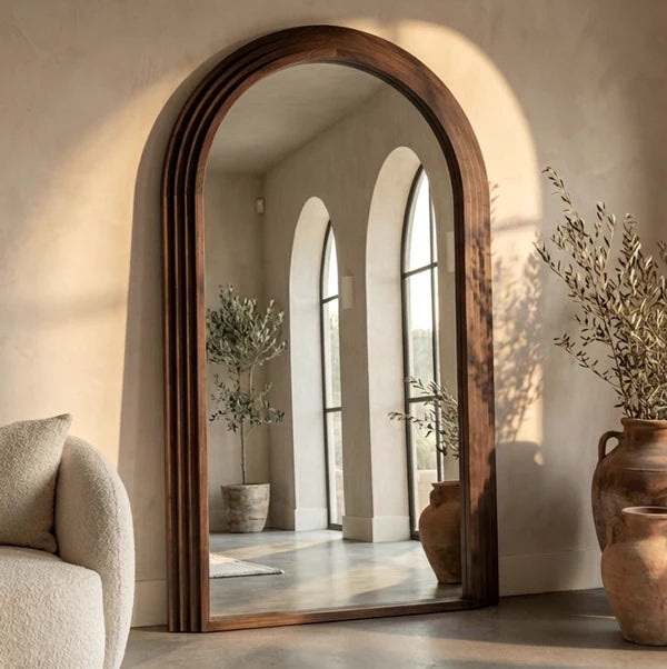 Interior Ave Sierra Arched Step Mirror Walnut 100cm x 180cm
