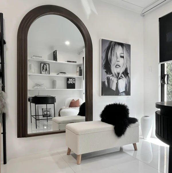 Interior Ave Sierra Arched Step Mirror Walnut 100cm x 180cm