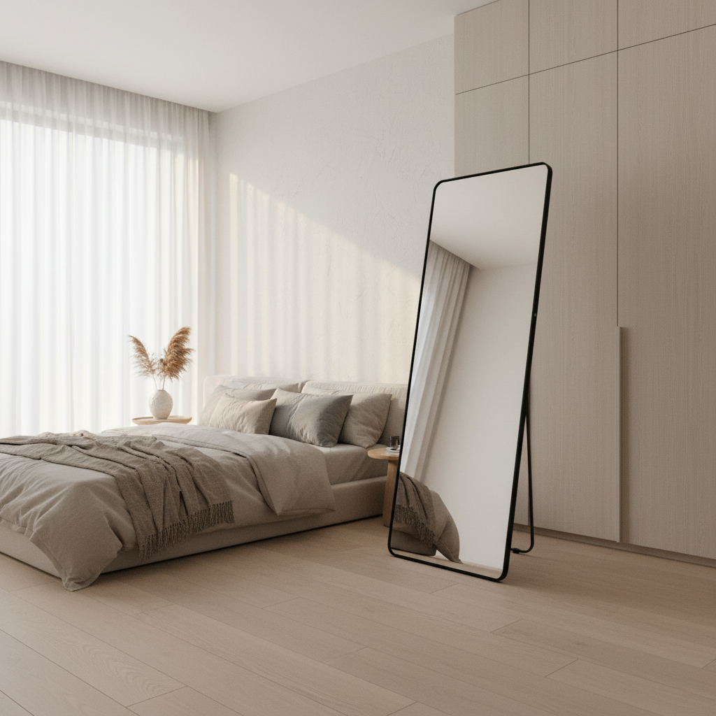 Sophia Rectangular Full Length Rounded Edge Freestanding Mirror