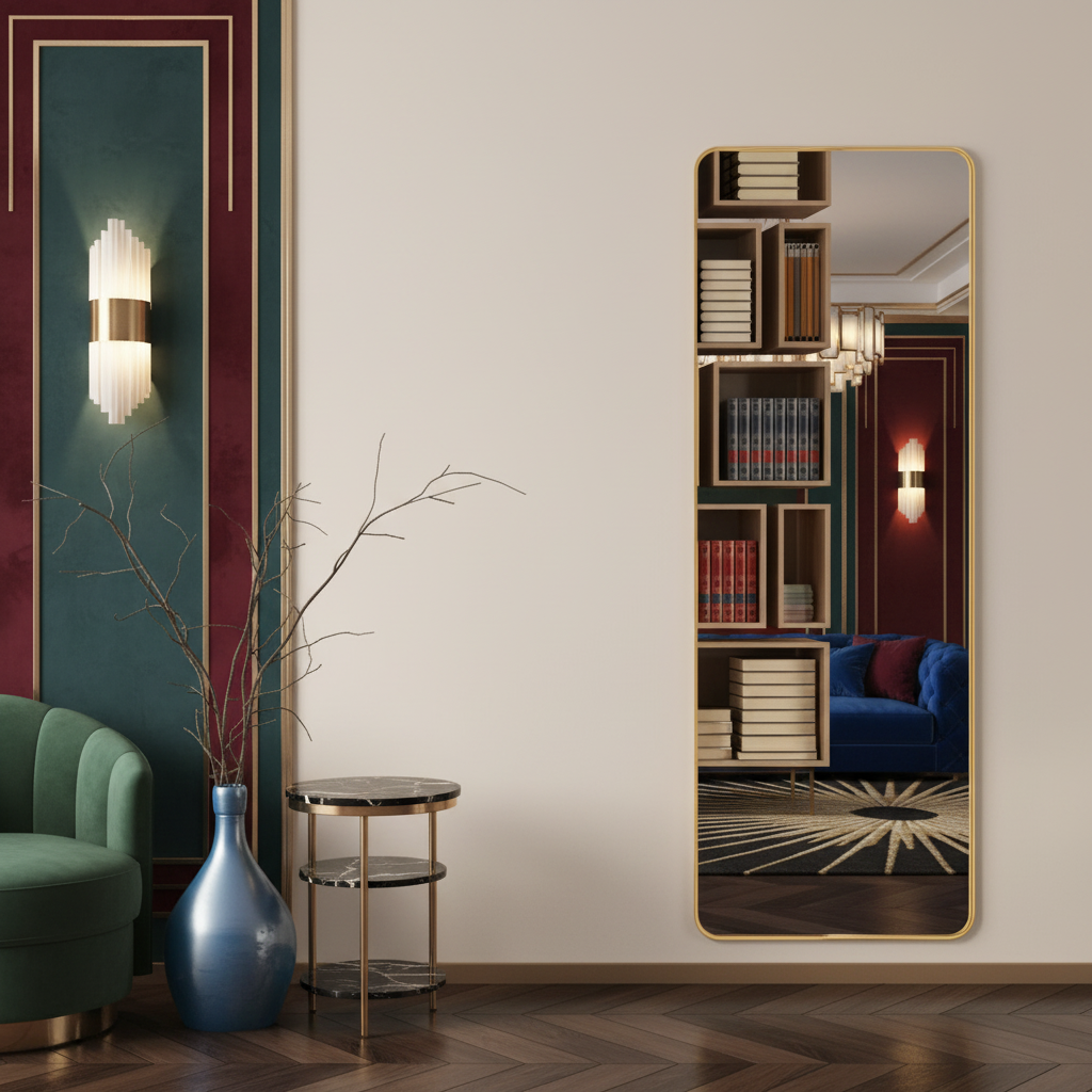 Sophia Rectangular Full Length Rounded Edge Freestanding Mirror