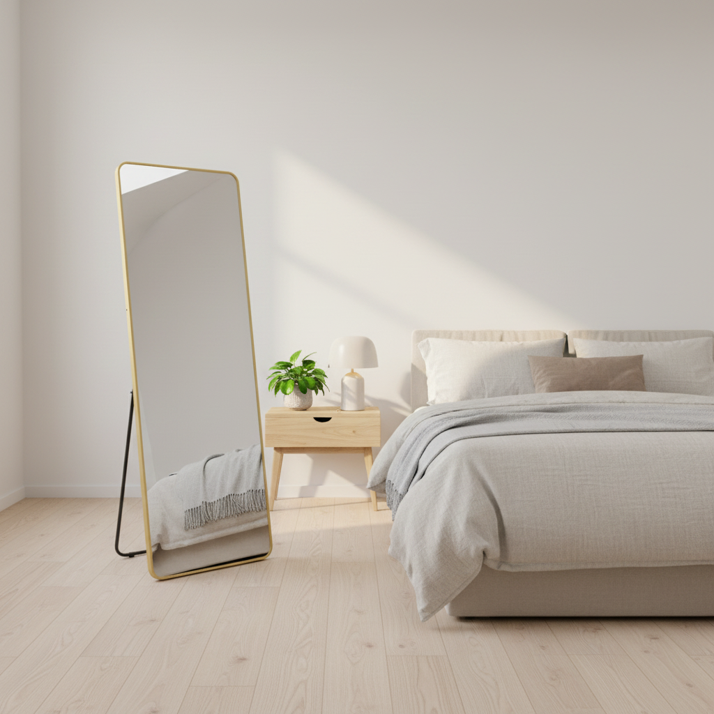 Sophia Rectangular Full Length Rounded Edge Freestanding Mirror