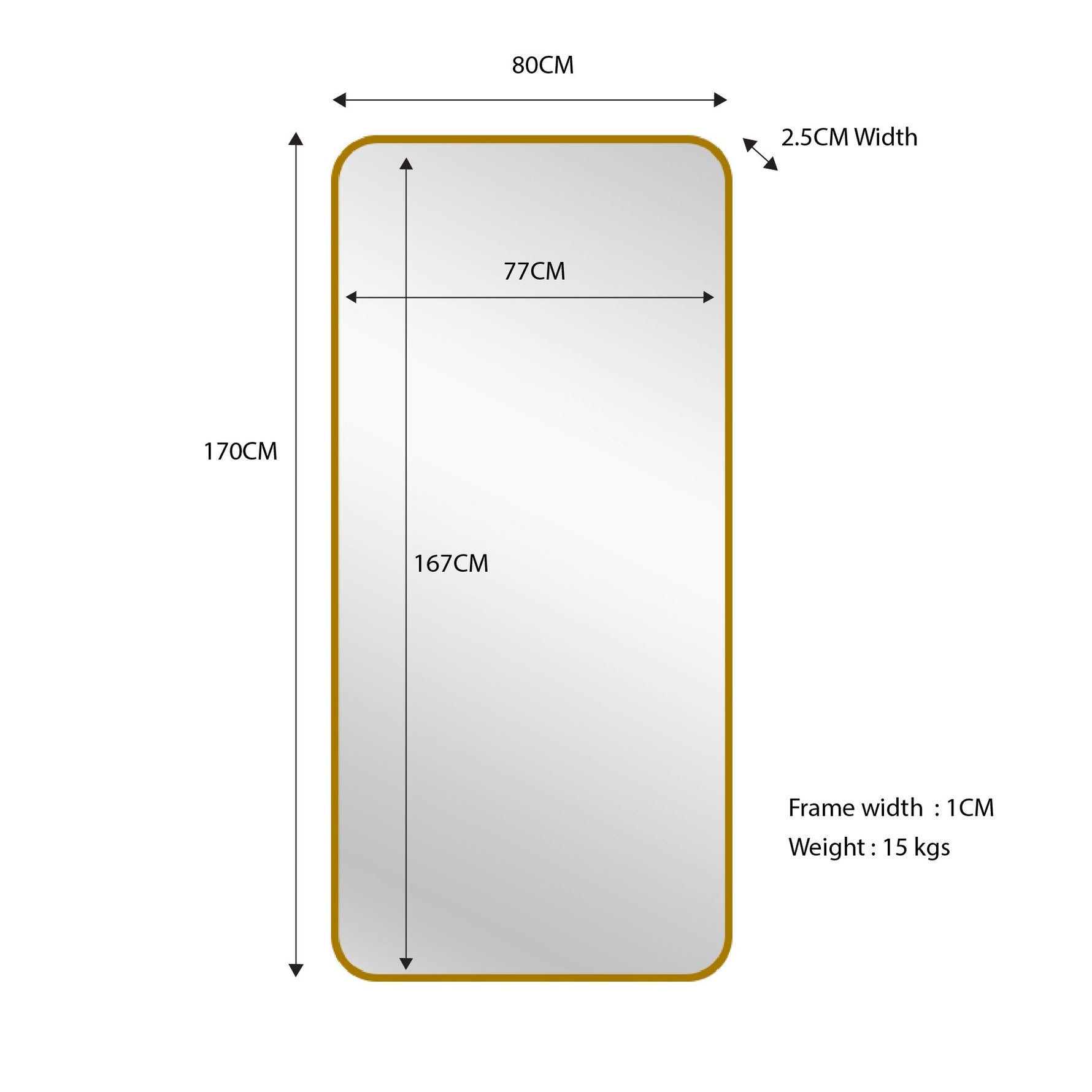 Eliza Gold Metal Rectangular Floor Mirror
