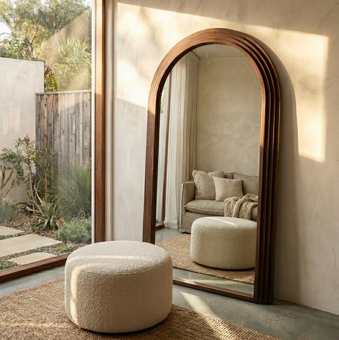 Interior Ave Sierra Arched Step Mirror Walnut 100cm x 180cm