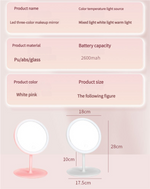 Elosung Pink Portable LED Makeup Mirror