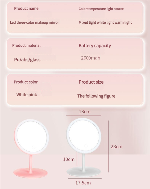 Elosung Pink Portable LED Makeup Mirror