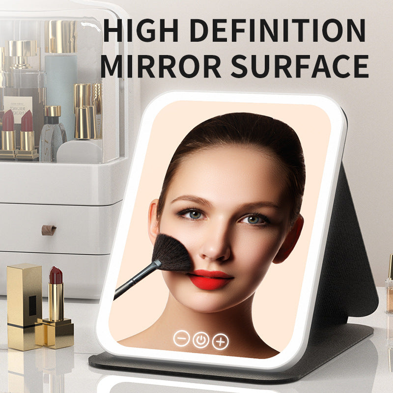 ELOSUNG Foldable LED Makeup Mirror Pink