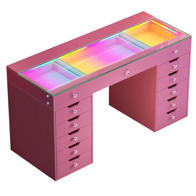 Vanitii Eva Vanity Desk Pro with RGB Lighting - Pink