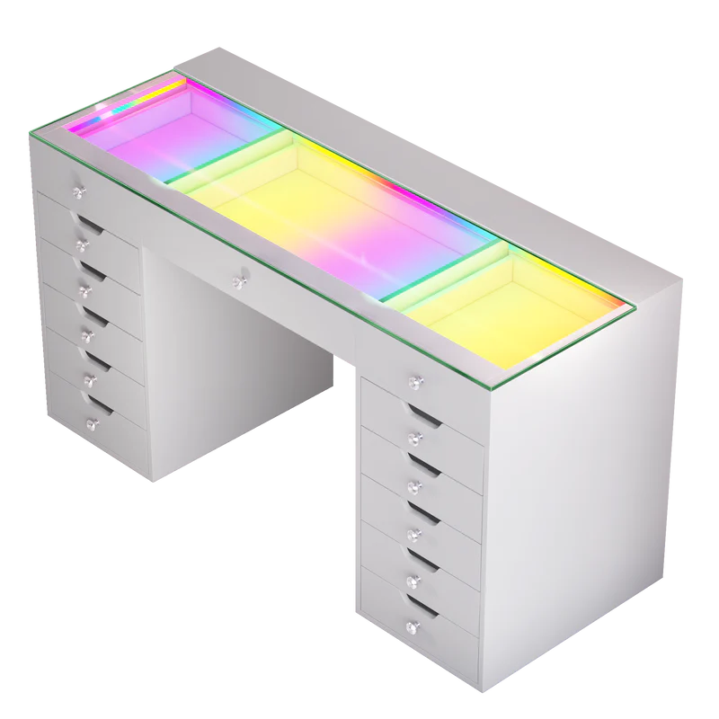 Vanitii Eva Vanity Desk Pro with RGB Lighting - White