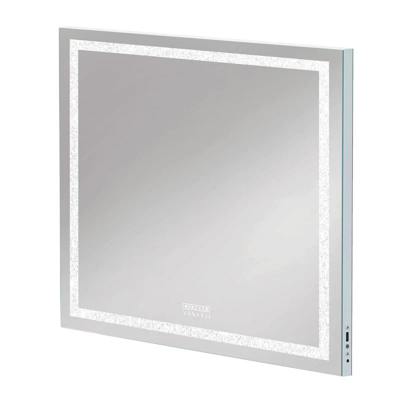 Vanitii Hollywood LED strip music mirror VNT-8058-CrystalBT-WHT