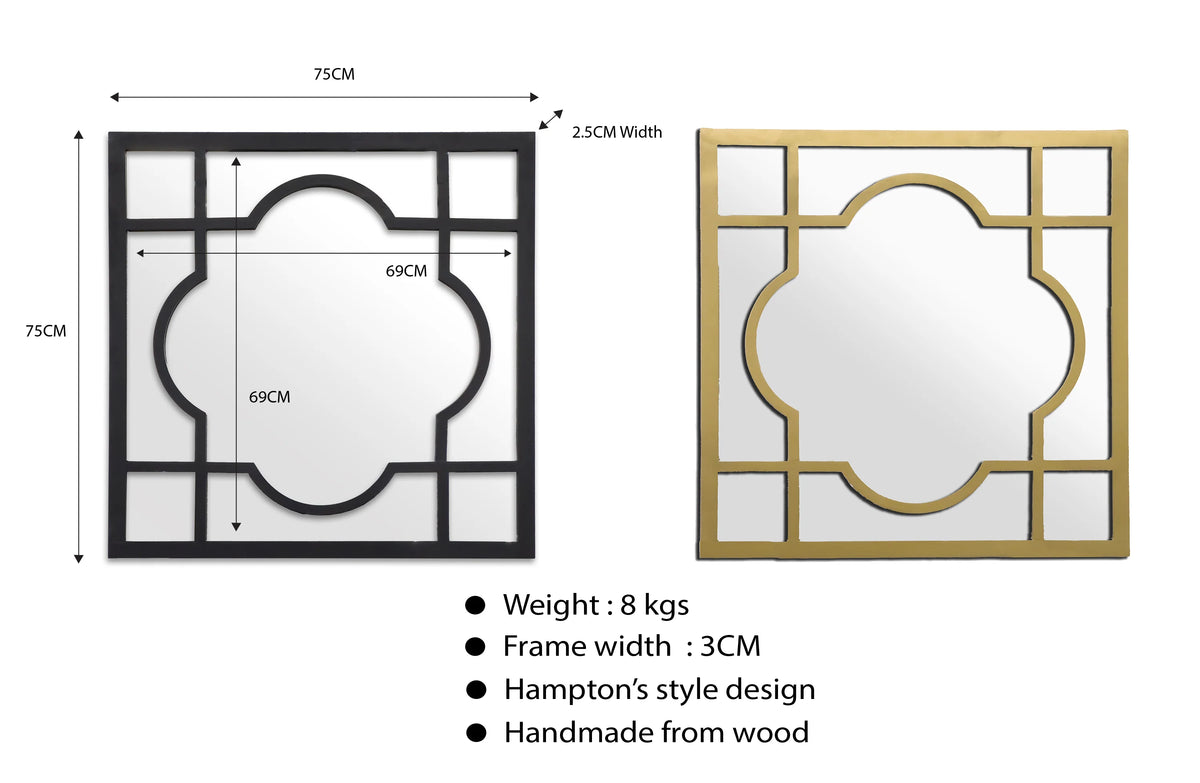 Window Frame Mirror Square Window Style Square Mirror 75cm x 75cm – Mirror Space Australia