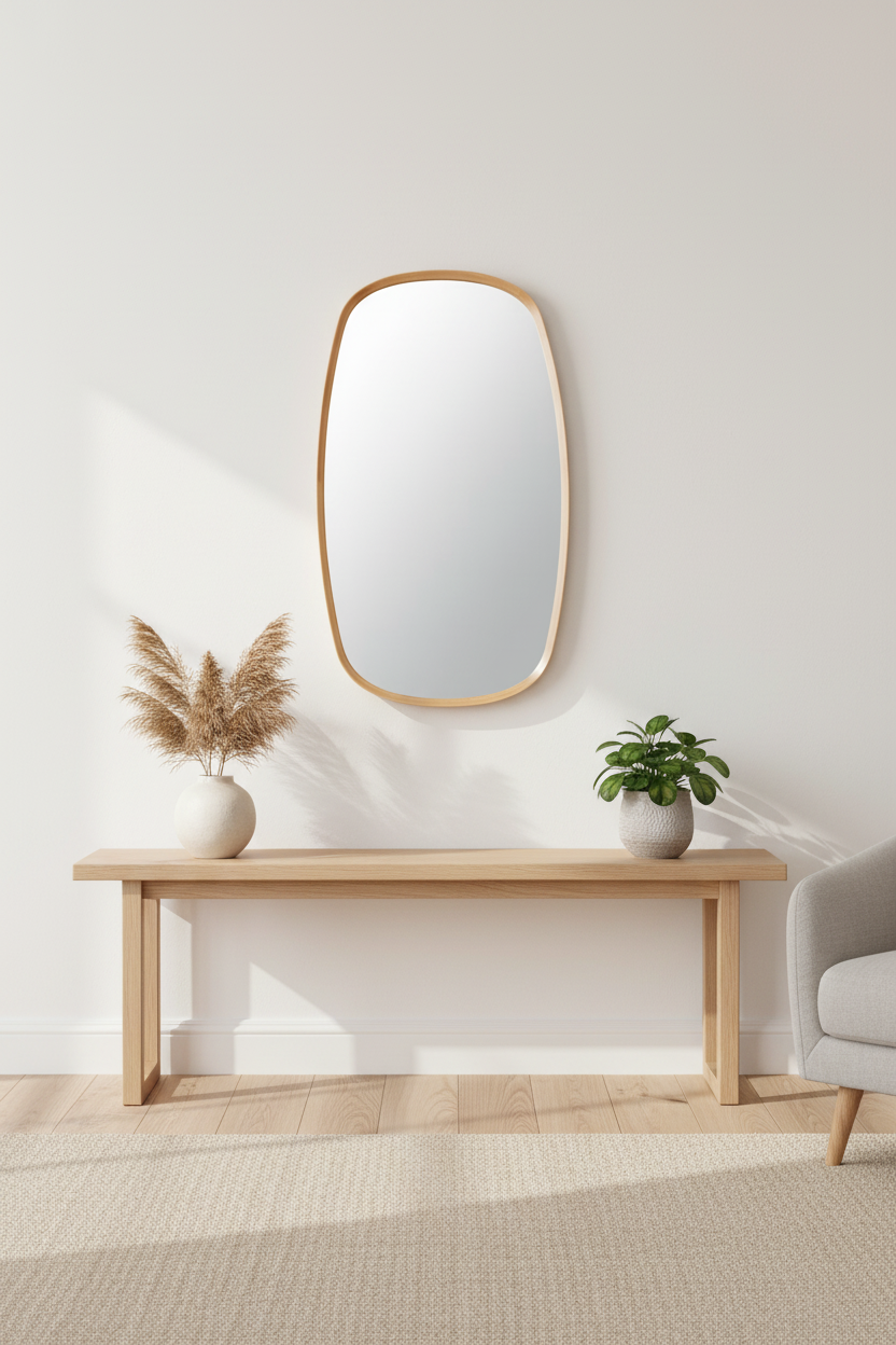Maha Long Mirror Natural Wood Frame