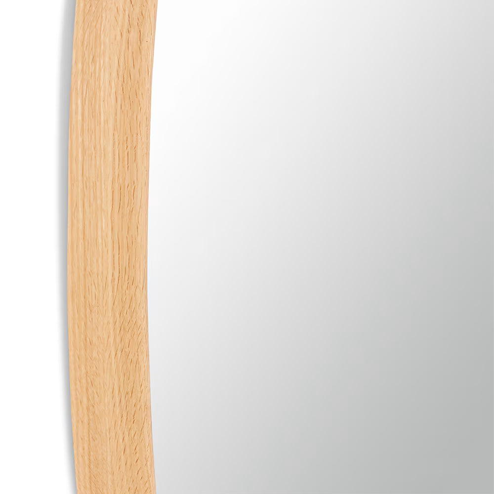 Maha Square Round Mirror Natural Wood Frame