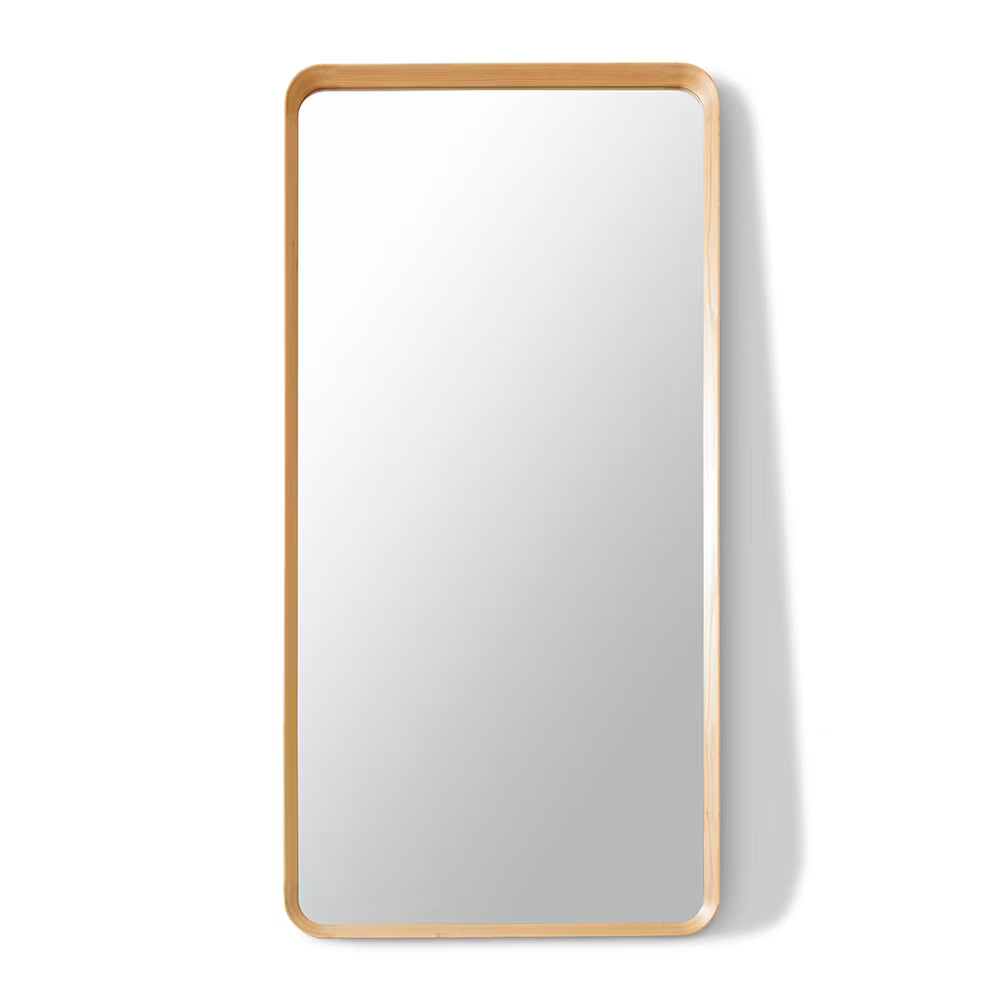 Maha Rectangular Tall Mirror Natural Wood Frame 90cm x 180cm