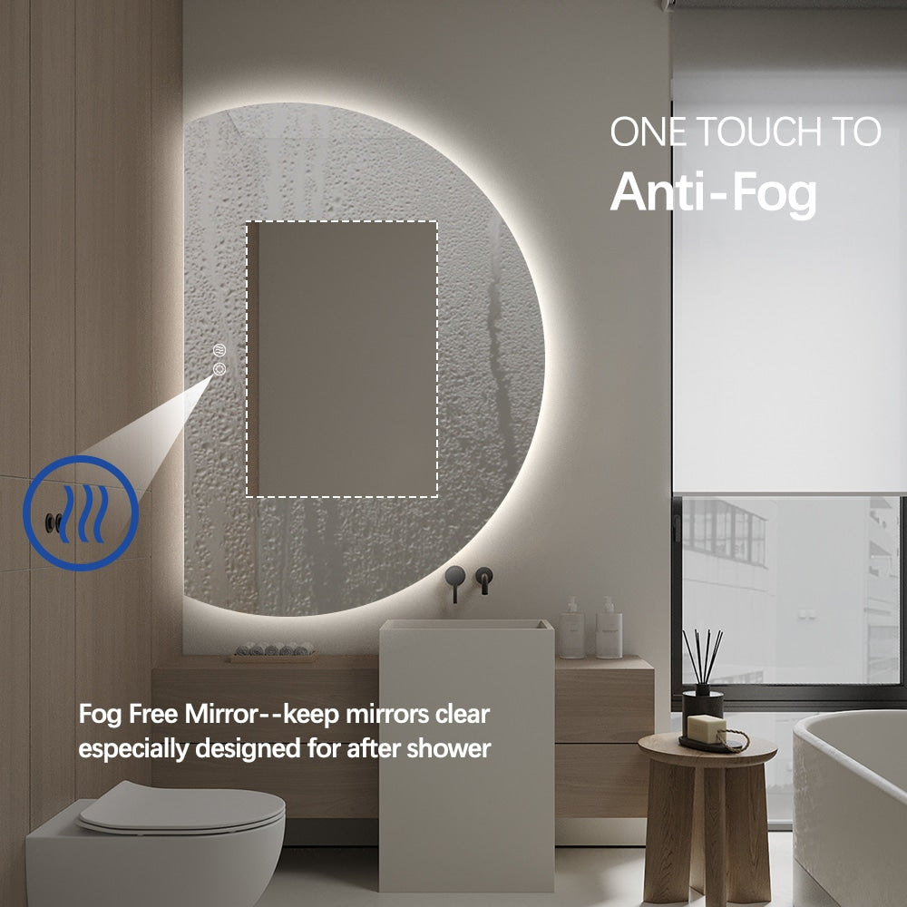 Alexander Moon Shaped Frameless Left Cut Backlit LED Mirror 77cm x 110cm