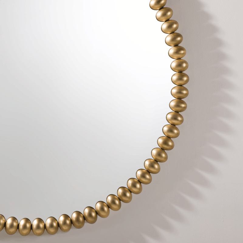 Cafe Light & Living Esme Round Beaded Gold Wall Mirror 40549