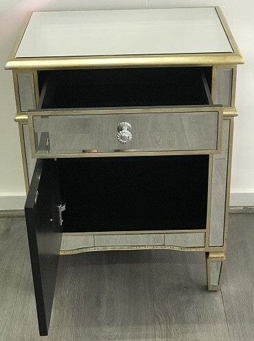 Dasch Design Kennedy Mirrored Bedside Cabinet Antique 41121