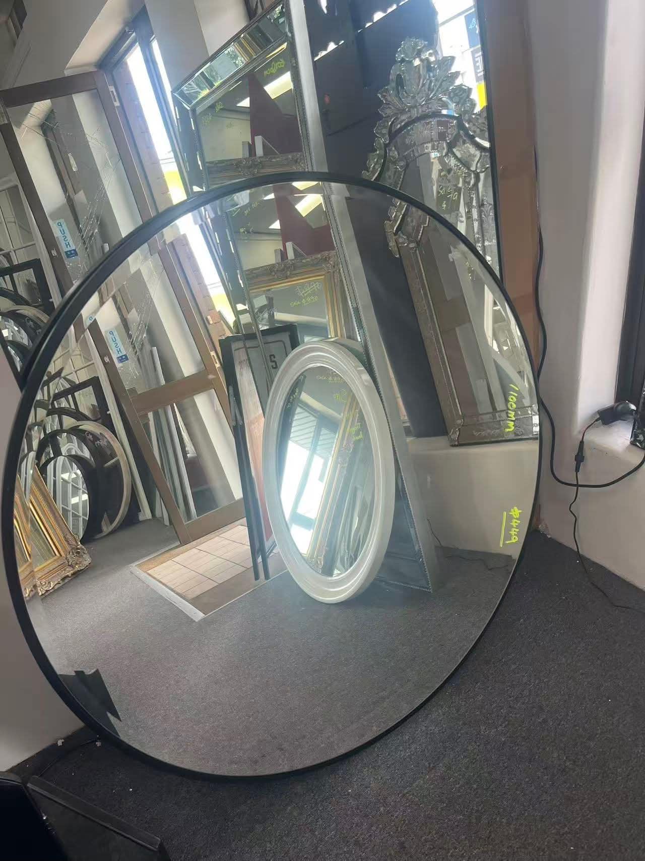 Lunar Shadow Round Black Mirror