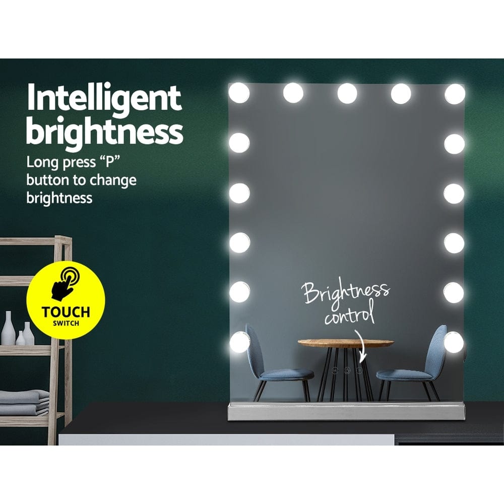 Embellir Embellir Hollywood Frameless Mirror with 15 LED Bulbs 43x51cm MM-FRAMELS-4361-GS