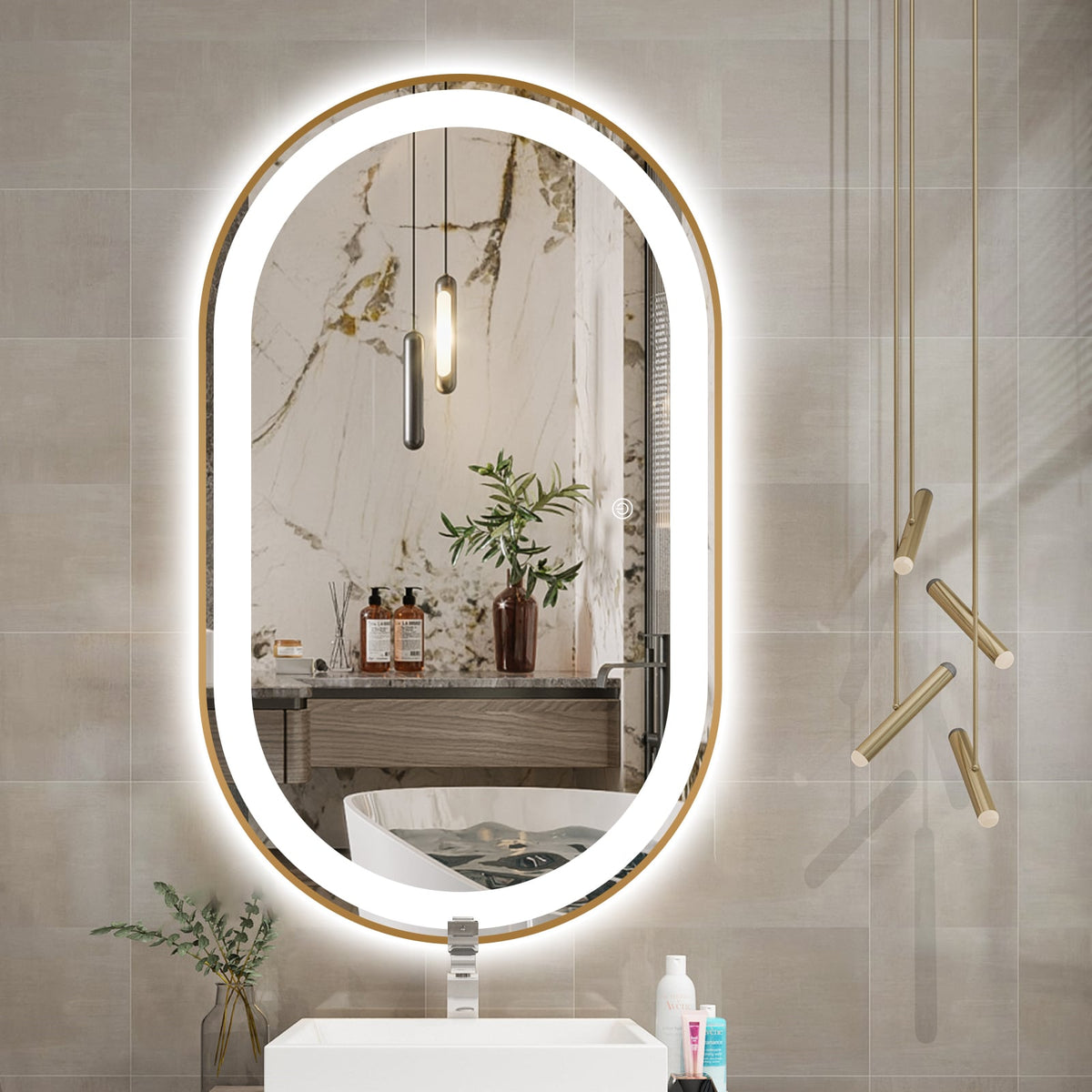 Marley Oval LED Bathroom Frosted Edge Mirror