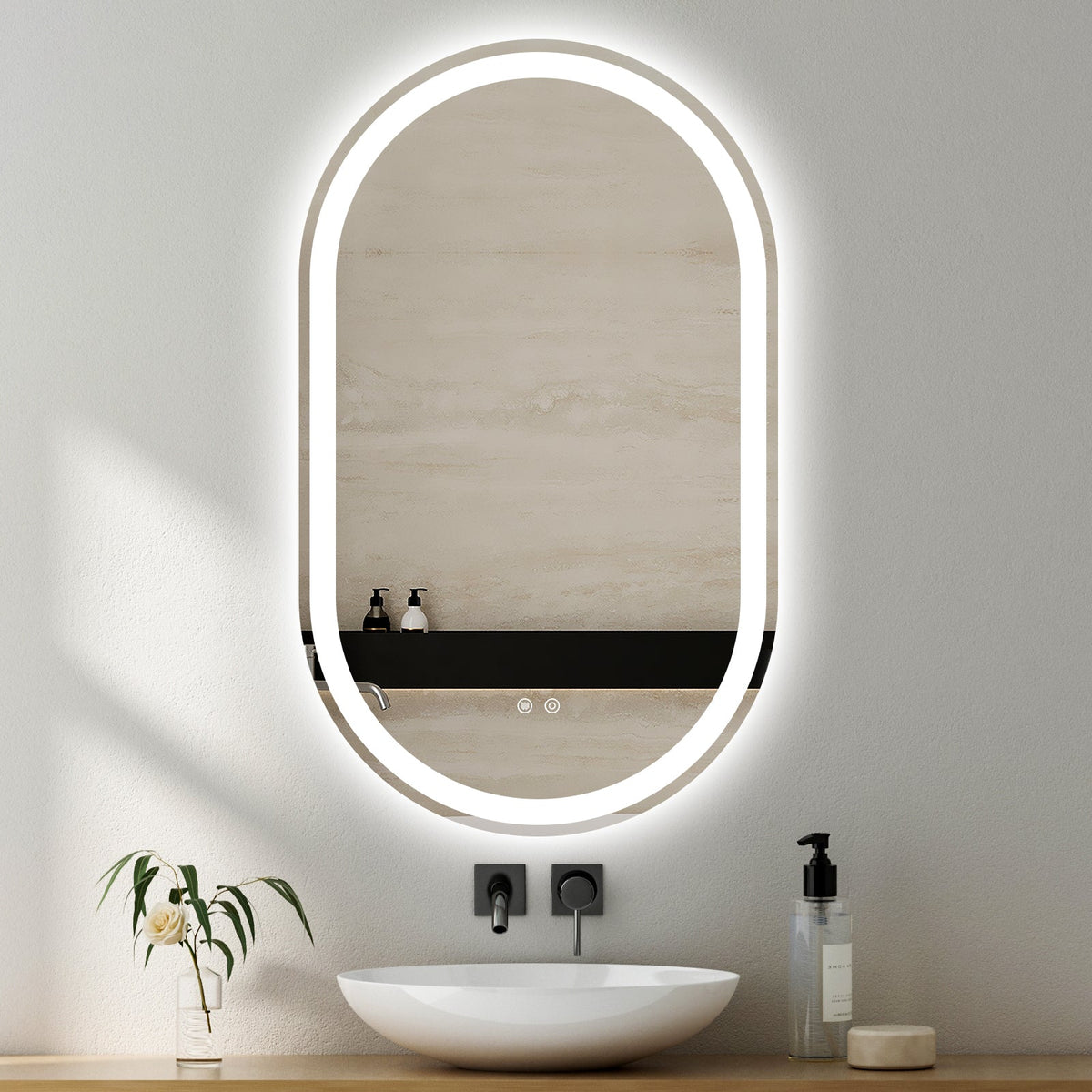 Marley Oval LED Bathroom Frosted Edge Mirror